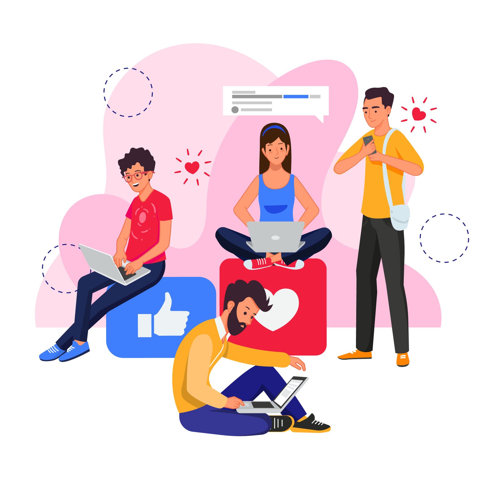 Ilustração sobre links nos comentários no Facebook